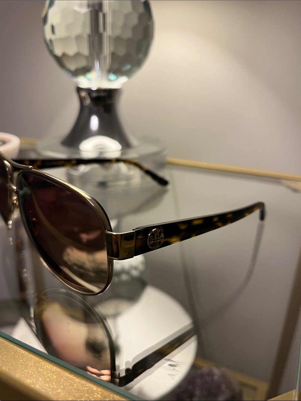 Tory Burch Tortoiseshell Aviator Brown Sunglasses
